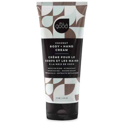 All Good Hand & Body Lotion - Moisturizing Organic Lotion for Dry Skin, Hands & Body - Essential Oils, Calendula, Cocoa Butter - Non-Greasy Body Butter, 6 fl oz (Coconut)