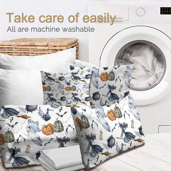 Halloween Comforter Set - 8 Piece Witch Pattern Bedding Set