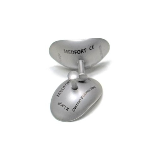 Medfort-Instruments Corneal Eye Shield Protector, Stainless Steel with Holding Point, 32mm X 21mm (X-Large), Set of 2