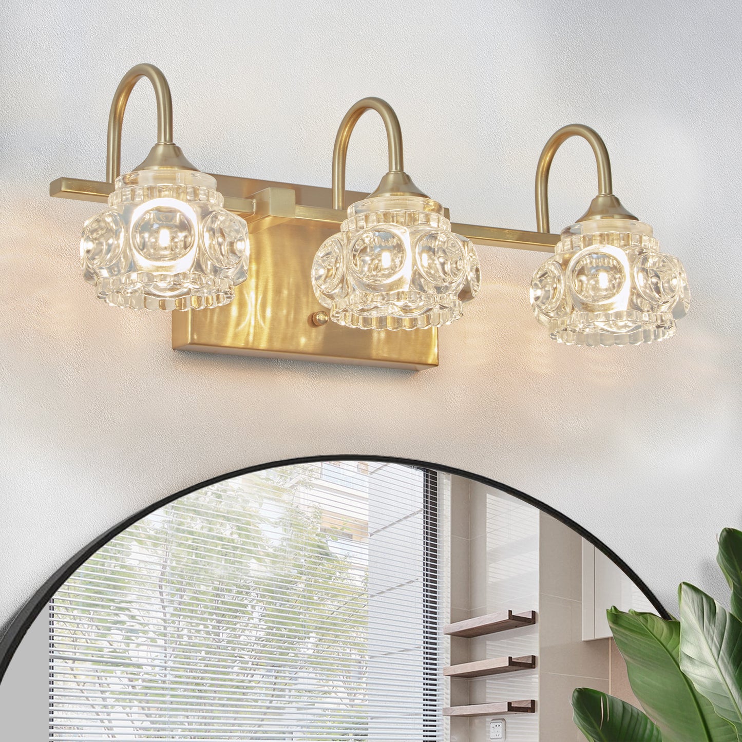 Modern Crystal Bathroom Vanity Light - 3-Light Wall Sconce