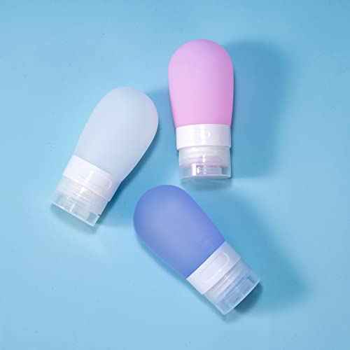 Leak Proof Squeezable Silicone Travel Bottles, Reusable, Refillable Bottles, Bulb Shape, Sustainable, TSA Carry On Approved Toiletries Containers, 3pcs (2oz/60ml)