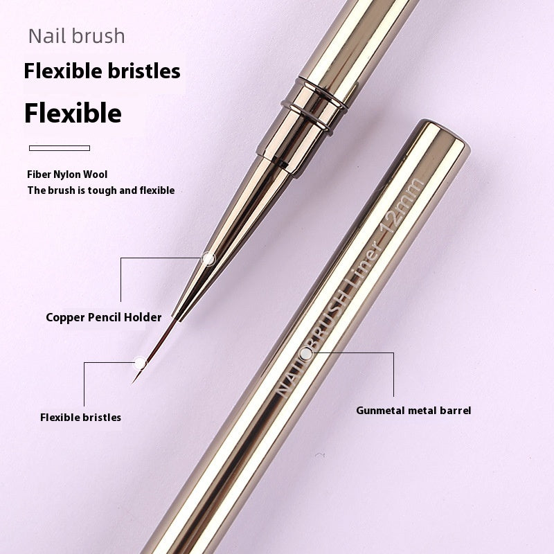 Manicure Line Drawing Pen Set - Fluorescent Metal Hook Line Pens for Nail Art, 5 Pieces