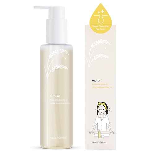 MIDHA RICE CLEANSING OIL 5.07fl.oz/150ml, Gentle Makeup Remover, Hydrating, Lightweight, Plant-Based, Moisturising, First-Step Cleanser, Balanced Skin with Residue-Free, Sebum Care Formula