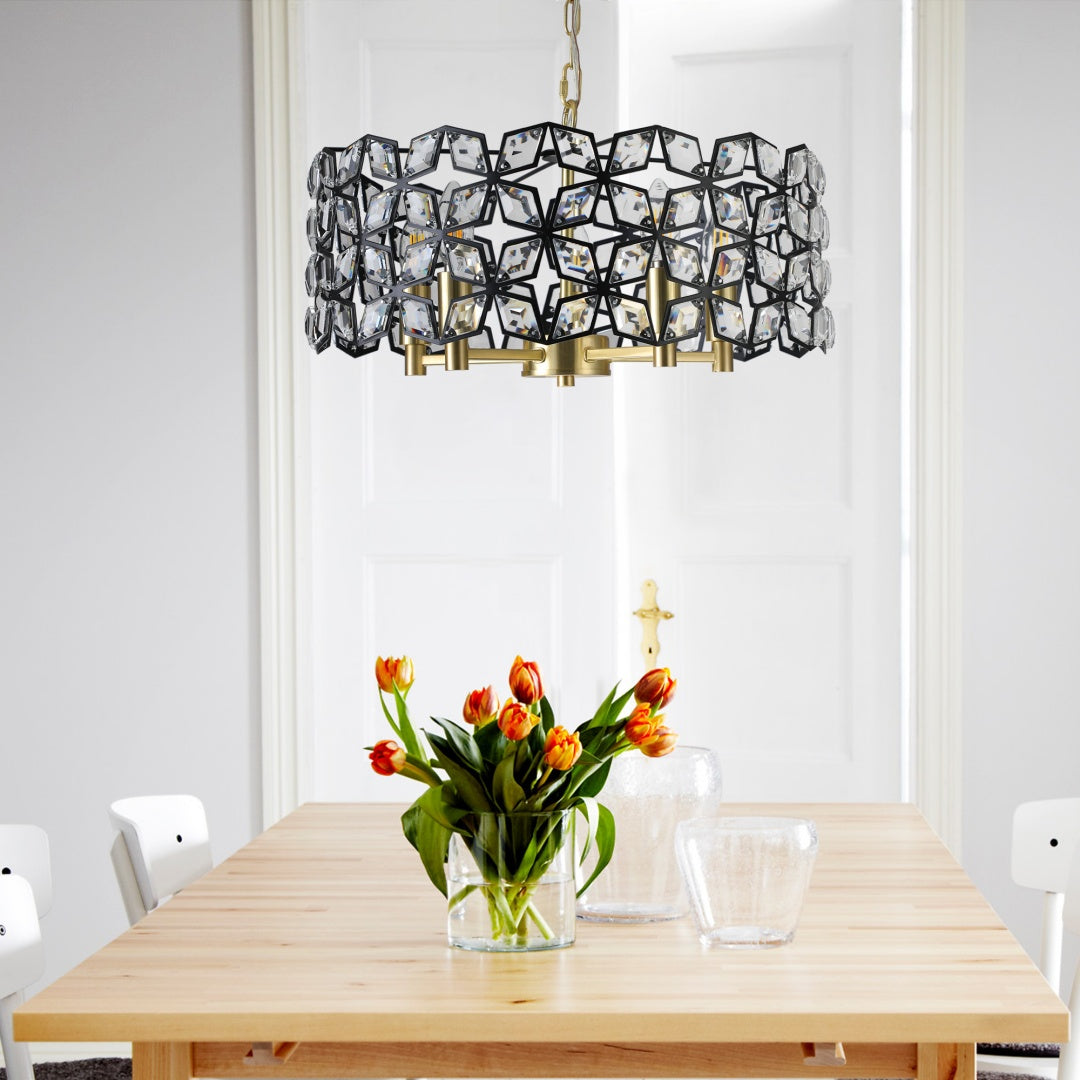 Geometric Crystal Pendant Chandelier - Modern 5-Light Fixture