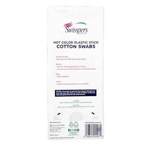 Swisspers Hot Colored Swab-500 ct (Color May Vary)