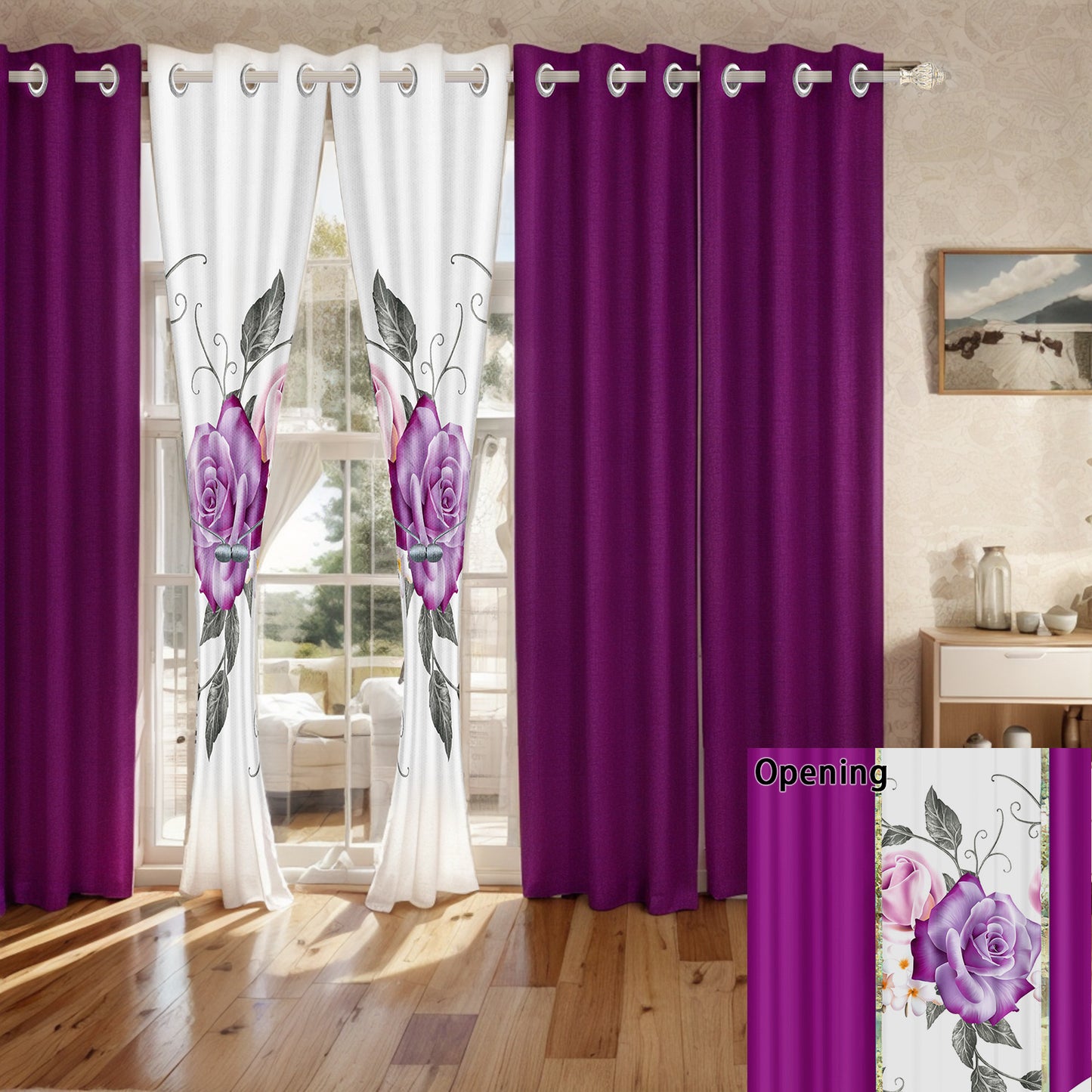 9-Piece Room In A Bag Quilt & Curtain Set - Deep Magenta Floral