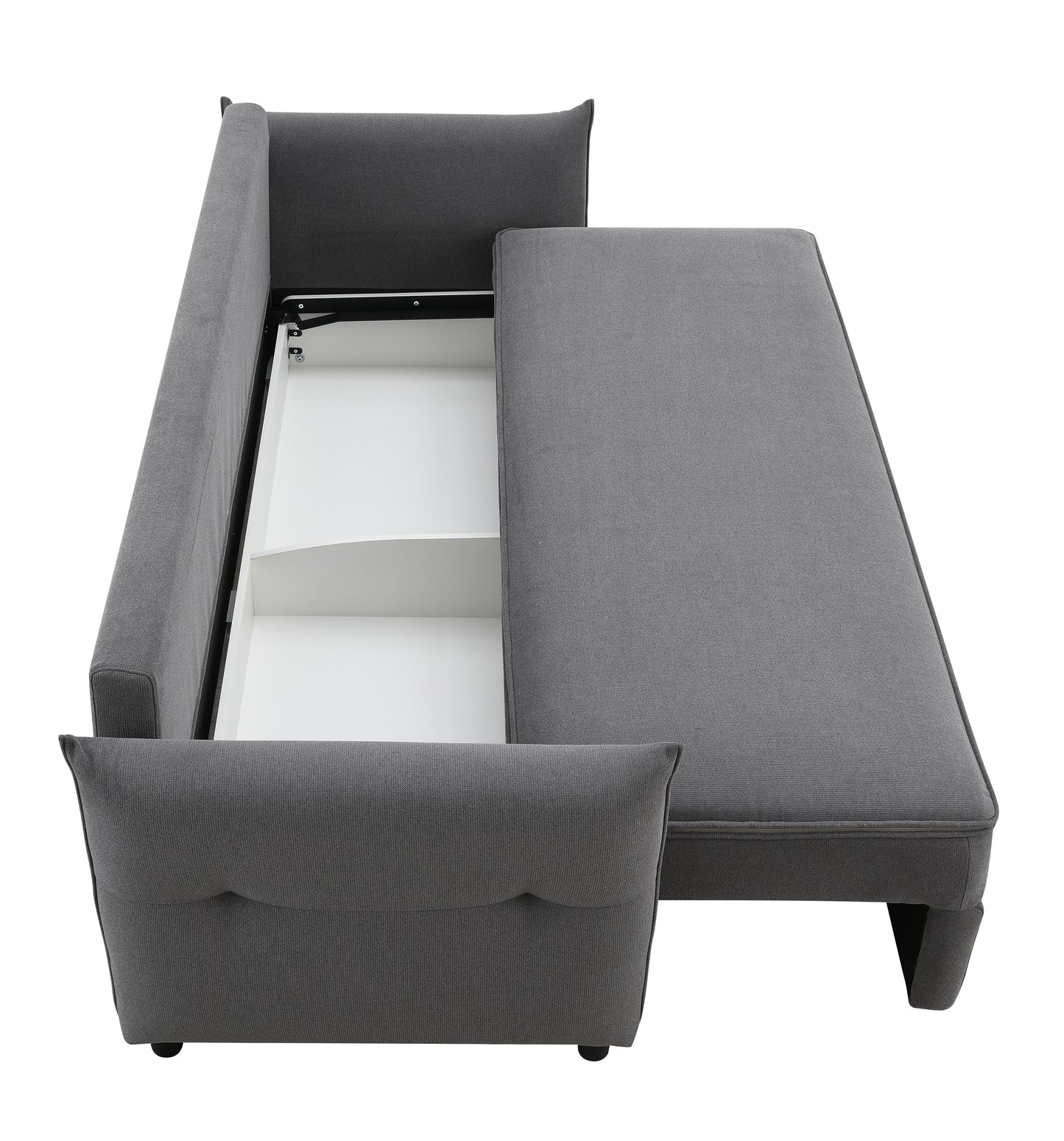 Irina Pull-Out Fabric Sofa Bed with Storage - Gray