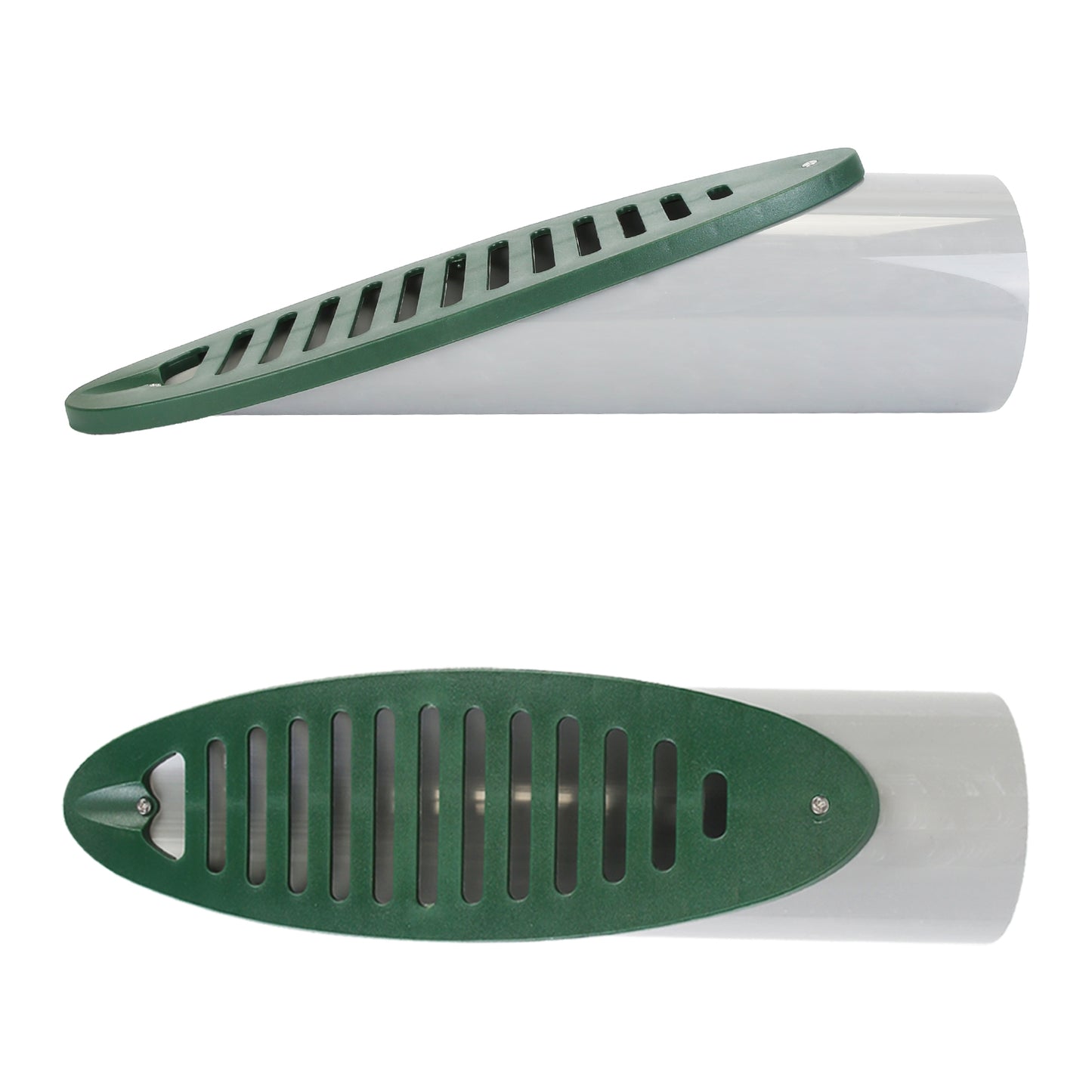 Green 4-Inch Angled Yard Drain Pipe with Sloped Grate for Foundation Drainage