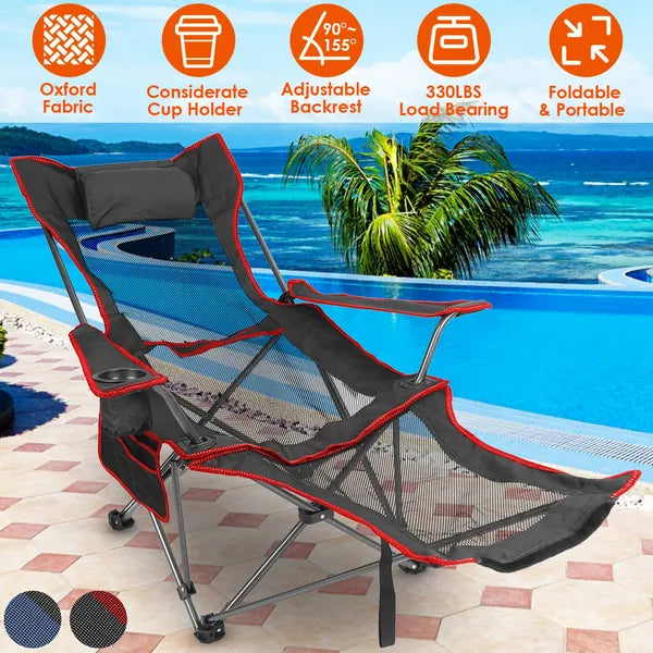 Foldable Camping Chair - Heavy Duty 330lbs Capacity with Cup Holder
