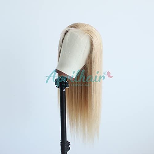 Pre-plucked #27 Honey Blonde 13X4 Lace Front Wigs Straight Glueless 150% Density Brazilian Virgin Human Hair (27 Frontal Wig, 14 INCH)