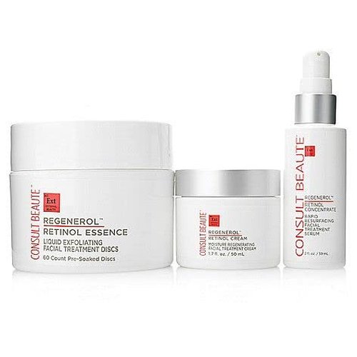 Consult Beaute - Regenerol - Retinol Exfoliating Facial Treatment Pads - Micro Exfoliation for Face - Smoother, Glowing Skin - 60 Disposable Wipes (2Pack)