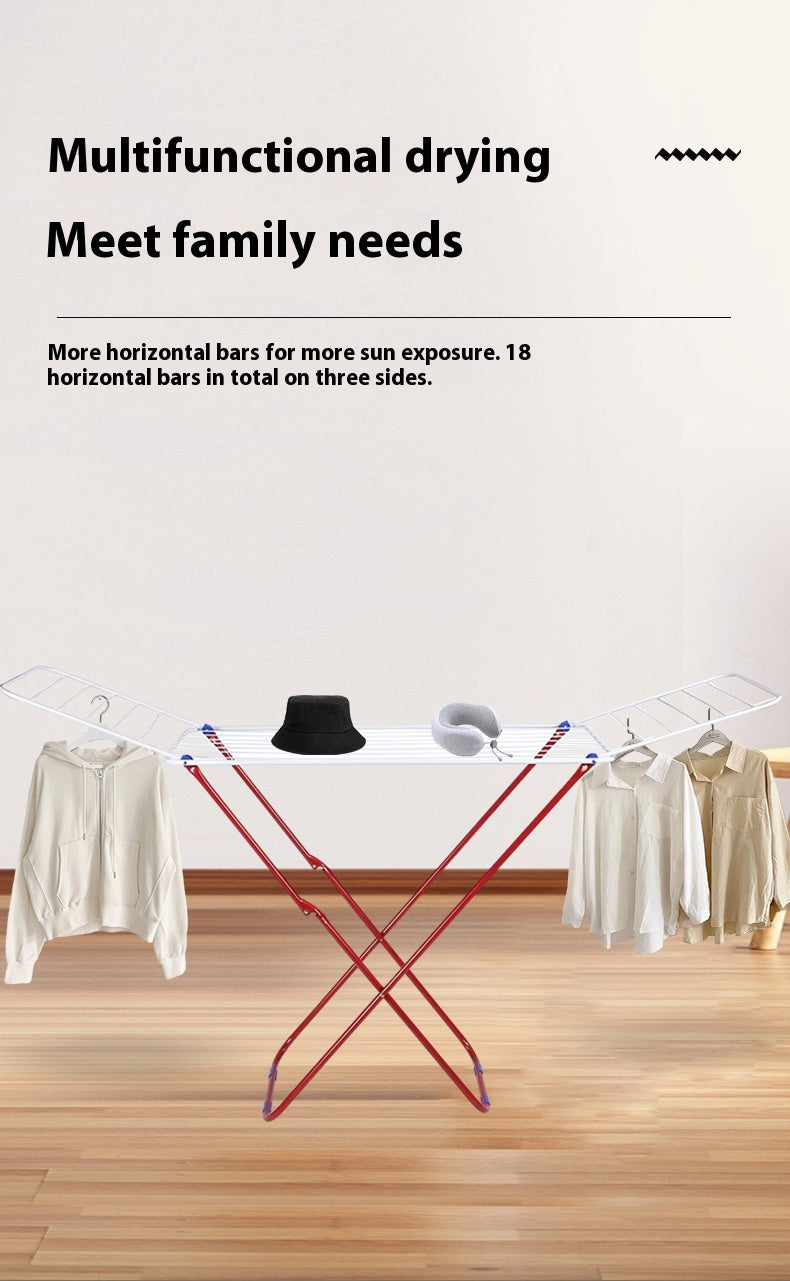 Indoor Folding Clothes Hanger Stand - Installation-Free Mobile Wardrobe Organizer