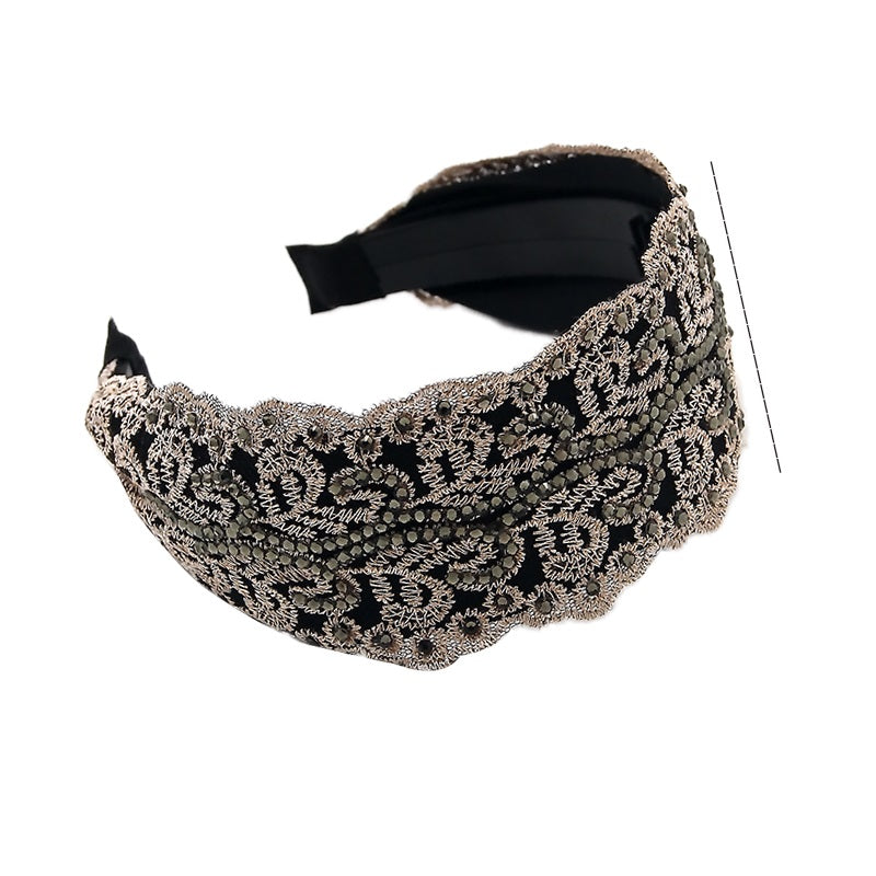 Women's Lace Rhinestone Hair Hoop - Wide Brim