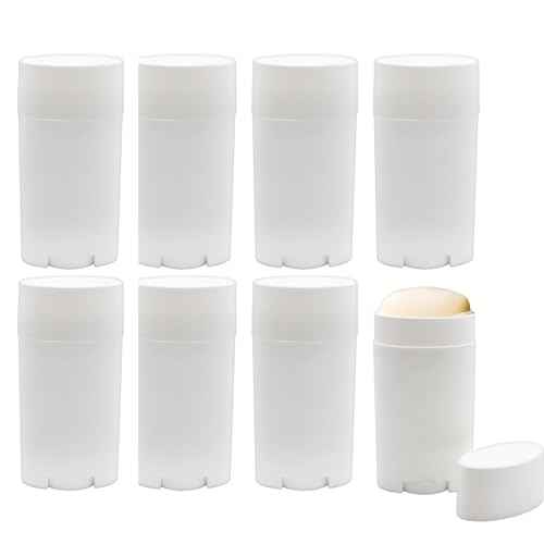 Cornucopia Brands 2.5oz Empty Deodorant Containers (8-Pack, 75ml); BPA-Free Plastic White Twist-Up Refillable Tubes for DIY Deodorant, Aromatherapy, Balm, Etc.