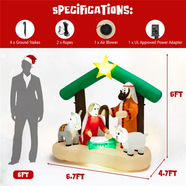 Inflatable Christmas Decoration with LED Lights - 6.7 Feet