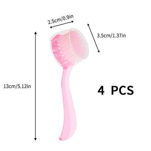 4 Colors Facial Cleansing Brush, Beomeen Face Scrubber Exfoliating Brush Face Wash Scrub Exfoliator for Skin Care, Makeup Removal (Blue, Pink, Purple, Clear)