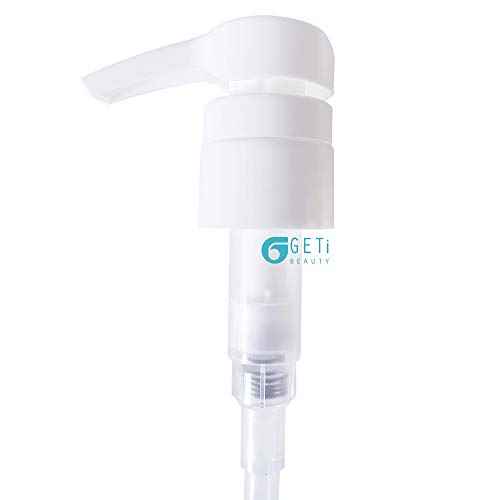 2-Pack Liter 33.8 oz Shampoo Conditioner Pump Dispenser | Fits Most Salon Brand Liter Size Bottles with a 1-inch Wide Opening | Not Compatible with Joico or Amika Bottles | White | by Geti Beauty