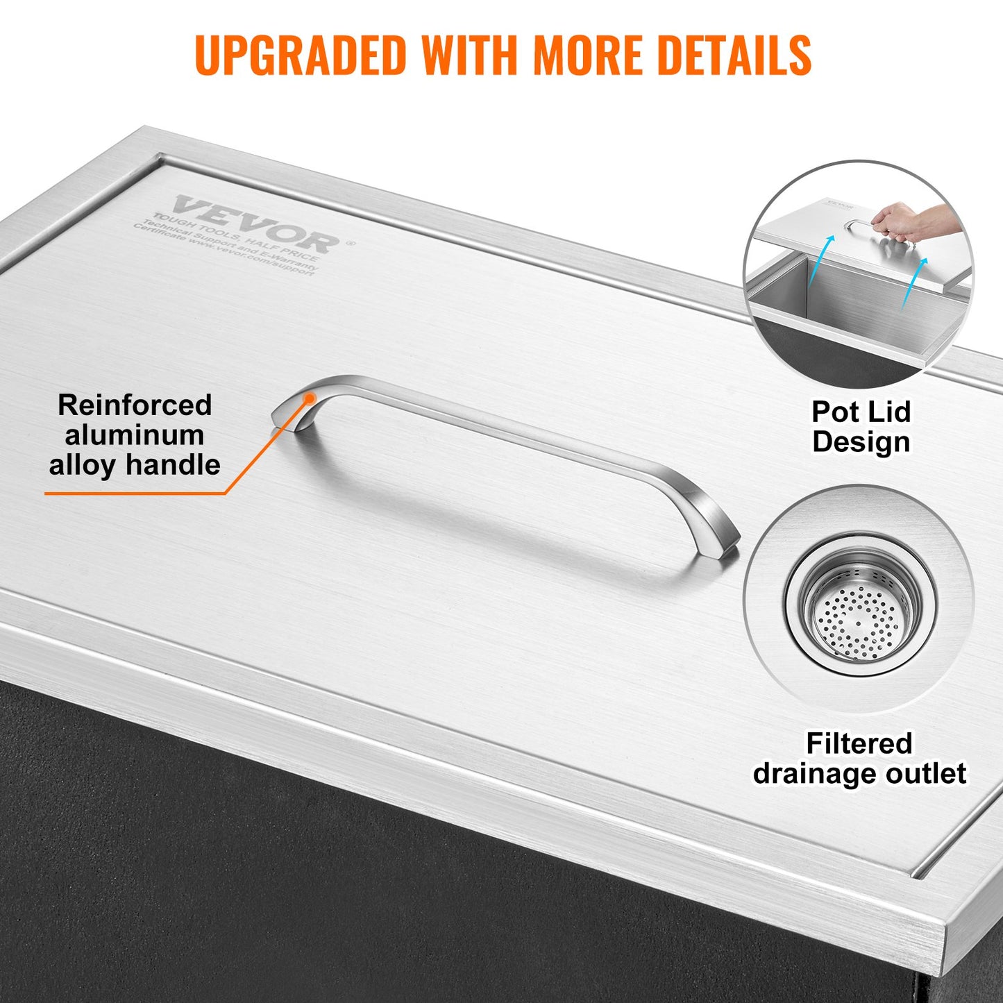 Stainless Steel Drop-In Ice Chest - 40 Qt Outdoor Cooler