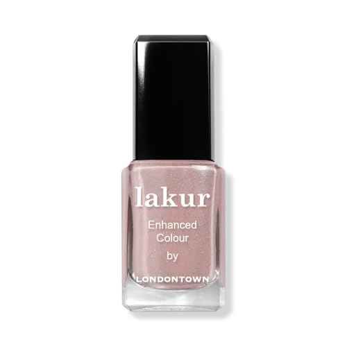 LONDONTOWN lakur Nail Polish - Chip-Resistant, Non-Toxic, Conditions & Hydrates Nails | Shimmery Holographic Neutral Pink, Champagne in Bed, .40 fl oz