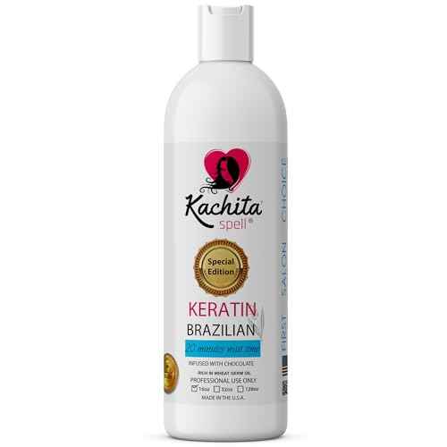 Kachita Spell New Brazilian Keratin Hair Treatment Chocolate LONG Lasting Keratin Treatment with Argan Oil Straightening Smoothing Professional Results All Hair Types Made in USA 16 floz