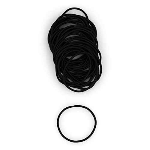 Heliums Thin Hair Elastics - Black - 2mm Ties for Thin Hair, 1.75 Inch, Medium Hold No Damage Ponytail Holders - 40 Count