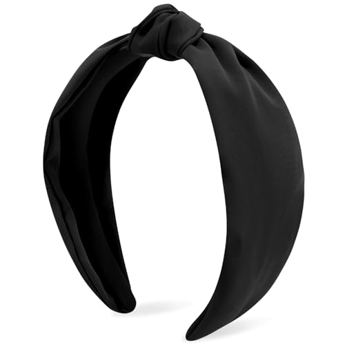 Black Knotted Headband Wide Top Knot Head Band Non Slip Plain Solid Color Hair Bands Fashion Hair Accessories for Women Girls