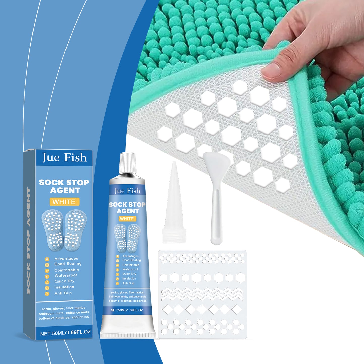 Anti Slip Sock Adhesive Set for Shoes and Mats - 150ml