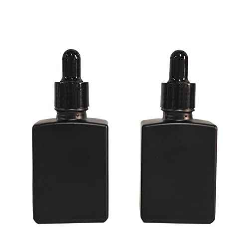 12 Pack 1 oz Black Square Glass Dropper Bottle for Essential Oil, 30ml /1 oz Black Coated Glass Bottle with Eye Droppers, for Perfume, Serums and Liquids