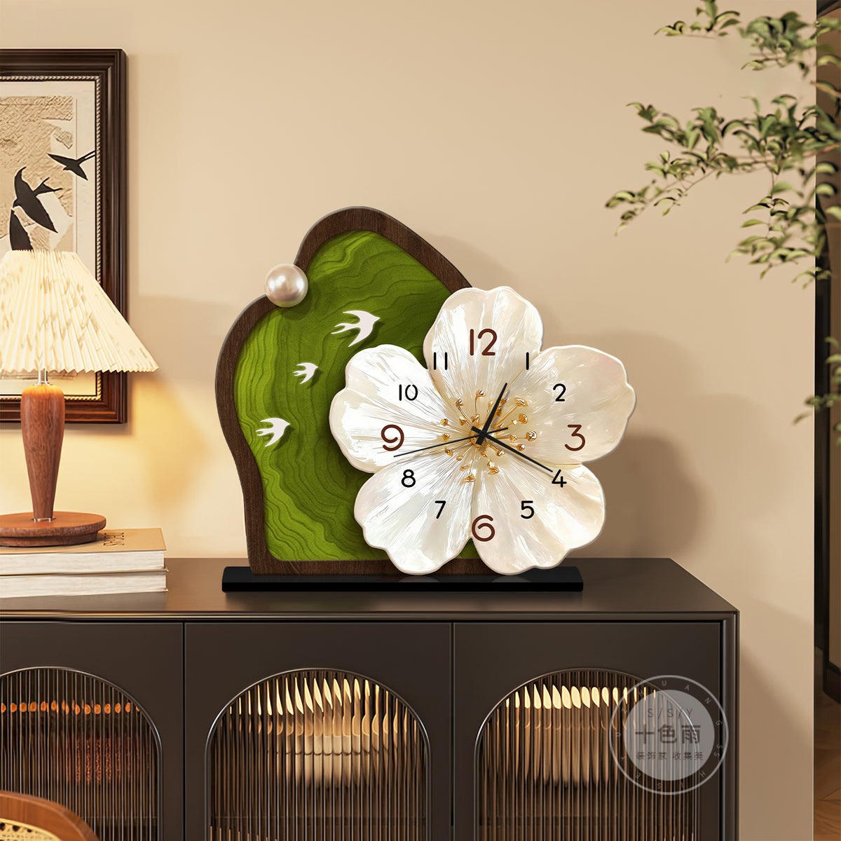 Medieval-Style Desktop Clock Painting - Botanical Flowers Art Frame-Free