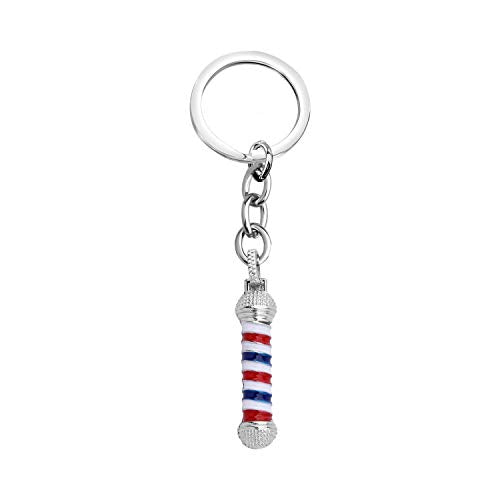 WSNANG Barber Shop Sign Keychain/Necklace Barber Turn Light Pendant Jewelry Hair Stylist Gift