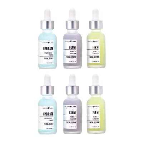 Valjean Labs Facial Serum, Combo Pack of Hydrate, Glow, and Firm | Supercharged, Targeted Skincare Ingredients | Paraben Free, Cruelty Free, Made in USA (1oz Bottles, 6 total)