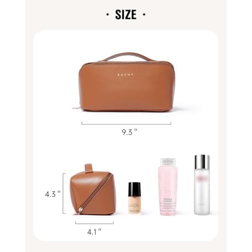 EACHY Travel Makeup Bag,Large Capacity Cosmetic Bags for Women,Waterproof Portable Pouch Open Flat Toiletry Bag Pattern Makeup Bag