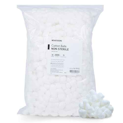 McKesson Cotton Balls [2000 Count] Bulk, 100% Pure Cotton Balls for Face, Nail Polish Remover, Makeup, Medium