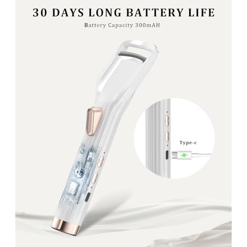 Heated Eyelash Curler Premium PRO - Fast Heat up in 8s - 24 Hours Long Lasting - Rechargeable Electric Eyelash Curler with Type-C, 2 Heat Modes, Anti-Burn Eyelid, Gift for Women Girls, White-AB