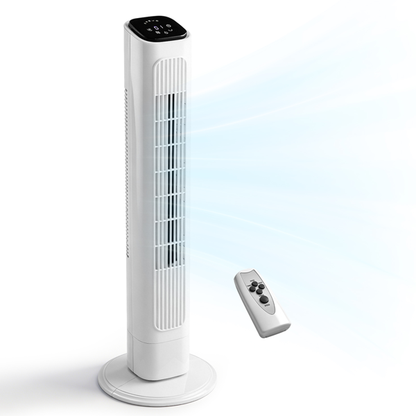 36-Inch Tower Fan with Remote Control, 3 Speeds & Oscillation - White