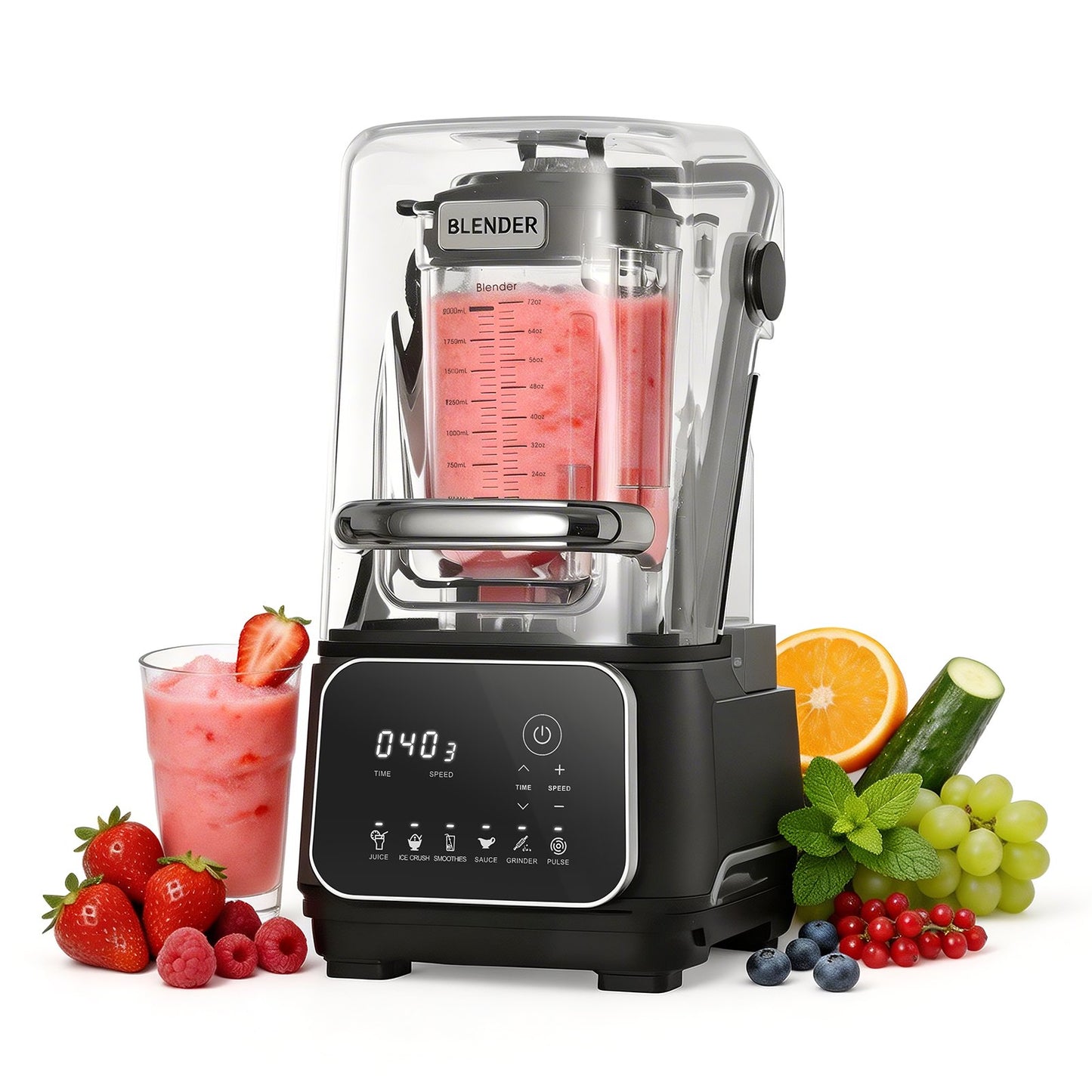 68 Oz Commercial Countertop Blender with 2200W Power, Self-Cleaning & Speed Controls