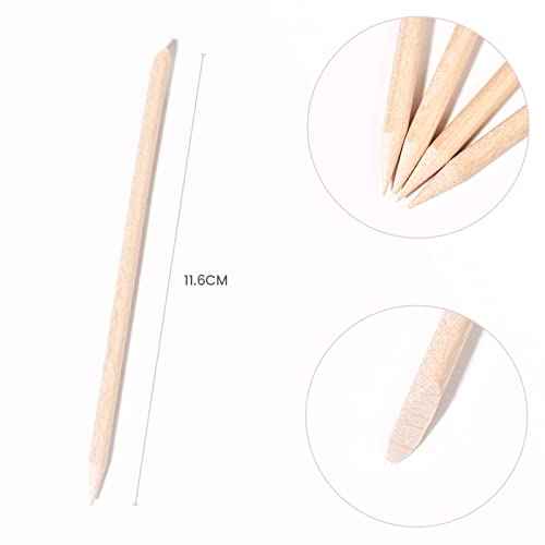 5PCS Orange Sticks for Nails Wooden Cuticle Pusher Sticks Manicure Pedicure Nail Care Rhinestone Picker Tool Non-Toxic,Skin-Safe Wooden Nail Stick