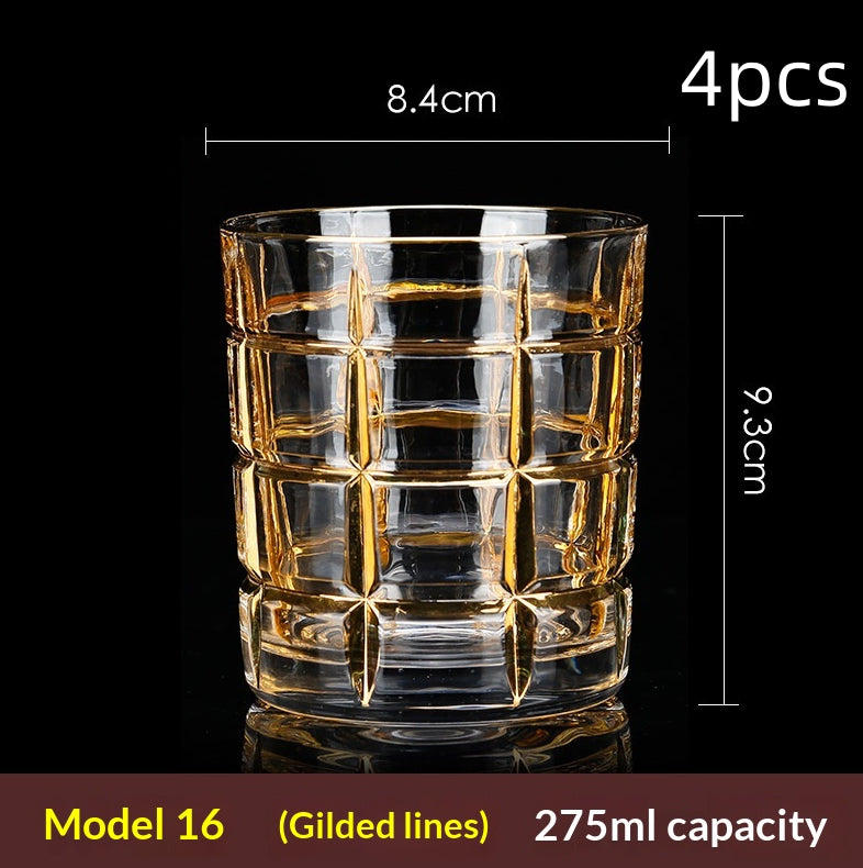 Large Gold-Trimmed Gin Crystal Glass - Vintage Drinkware for Bar & Kitchen