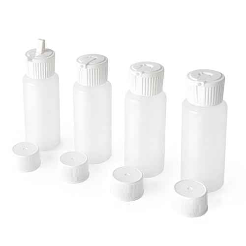 2oz TSA Approved Translucent Squeeze Bottles with Fliptop & Extra Screw Caps, Set of 4, Leak Proof, FDA Compliant. Safe for Premium Costmetic, Shampoo, Conditioner and DIY projects. (HDPE FlipTop)