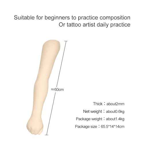 2 MM Professional Silicone Tattoo Practice Arm-Realistic Fake Skin,1:1 Simulation Arm, Store Decoration, for Tattoo Beginners and Artists(WHITE)
