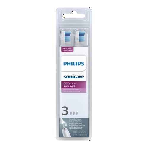 Philips Sonicare G2 Optimal Gum Care Brush Heads, Genuine Replacement Toothbrush Heads, White, 3 Pack, HX9033/65