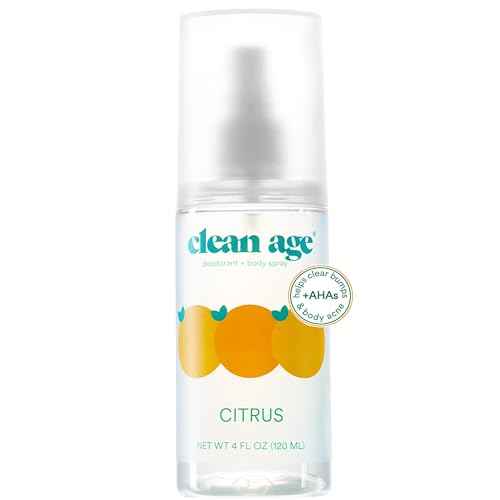 Aluminum Free Deodorant & Body Spray for Whole Body - Citrus 4oz - Clean Deodorant and Body Spray for Teen Boys and Girls -With AHA Fights Body Acne-Formula Specific Body Spray for Teens