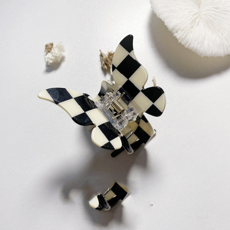 Retro Checkerboard Acetate Hair Clip