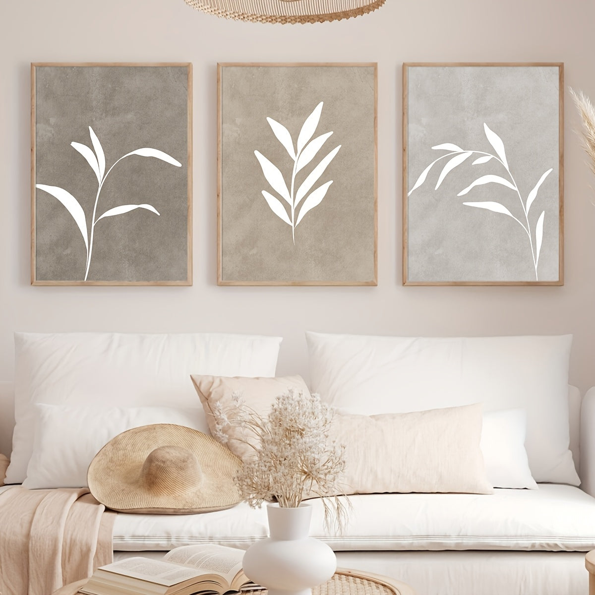 Set of 3 Modern Minimalist Oil Canvas Wall Art - Unframed Decorative Paintings