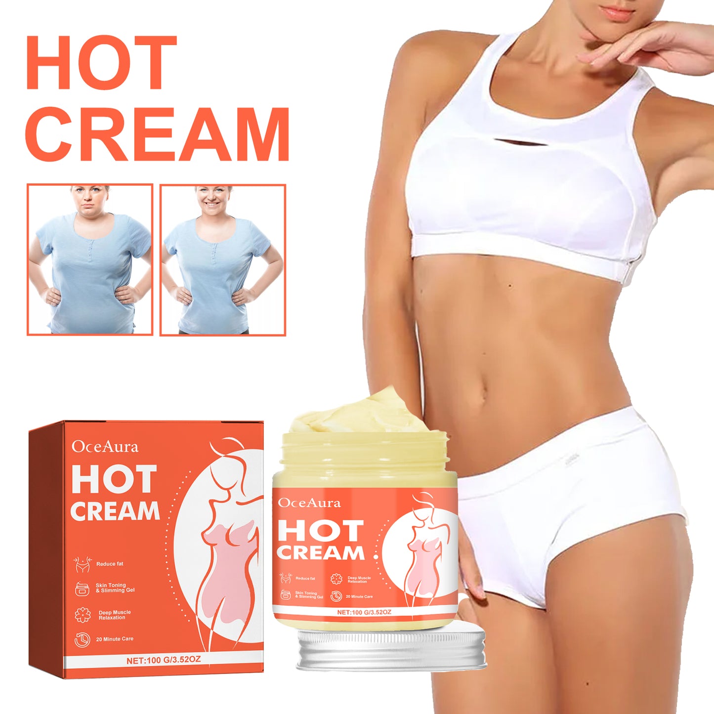 Firming Body Massage Cream with Hyaluronic Acid & Ginger Root - 100g