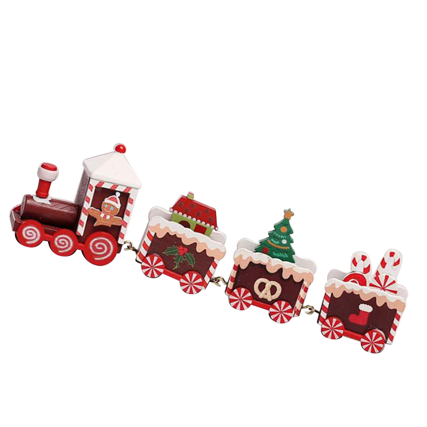 Festive Wooden Xmas Train Ornament for Holiday Decor