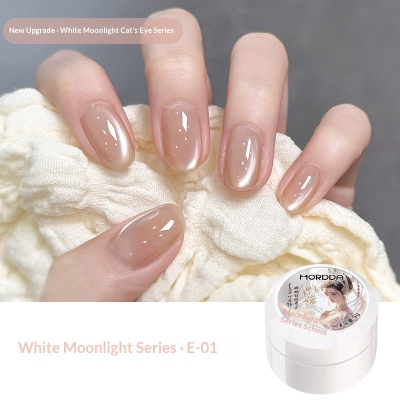White Moonlight Ceramic Cat Eye Nail Gel Polish - Porcelain White Varieties