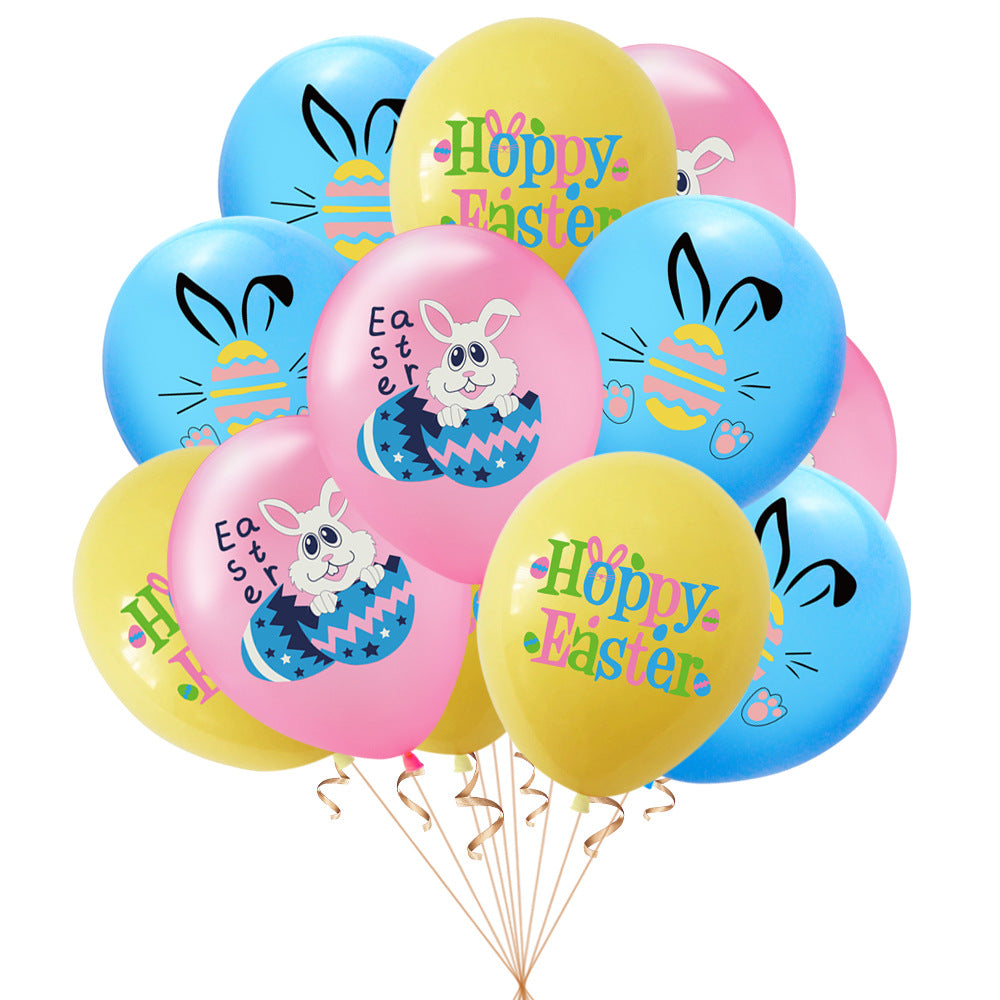 12-Inch Bunny Easter Latex Balloons - Pack of Multiple Colors