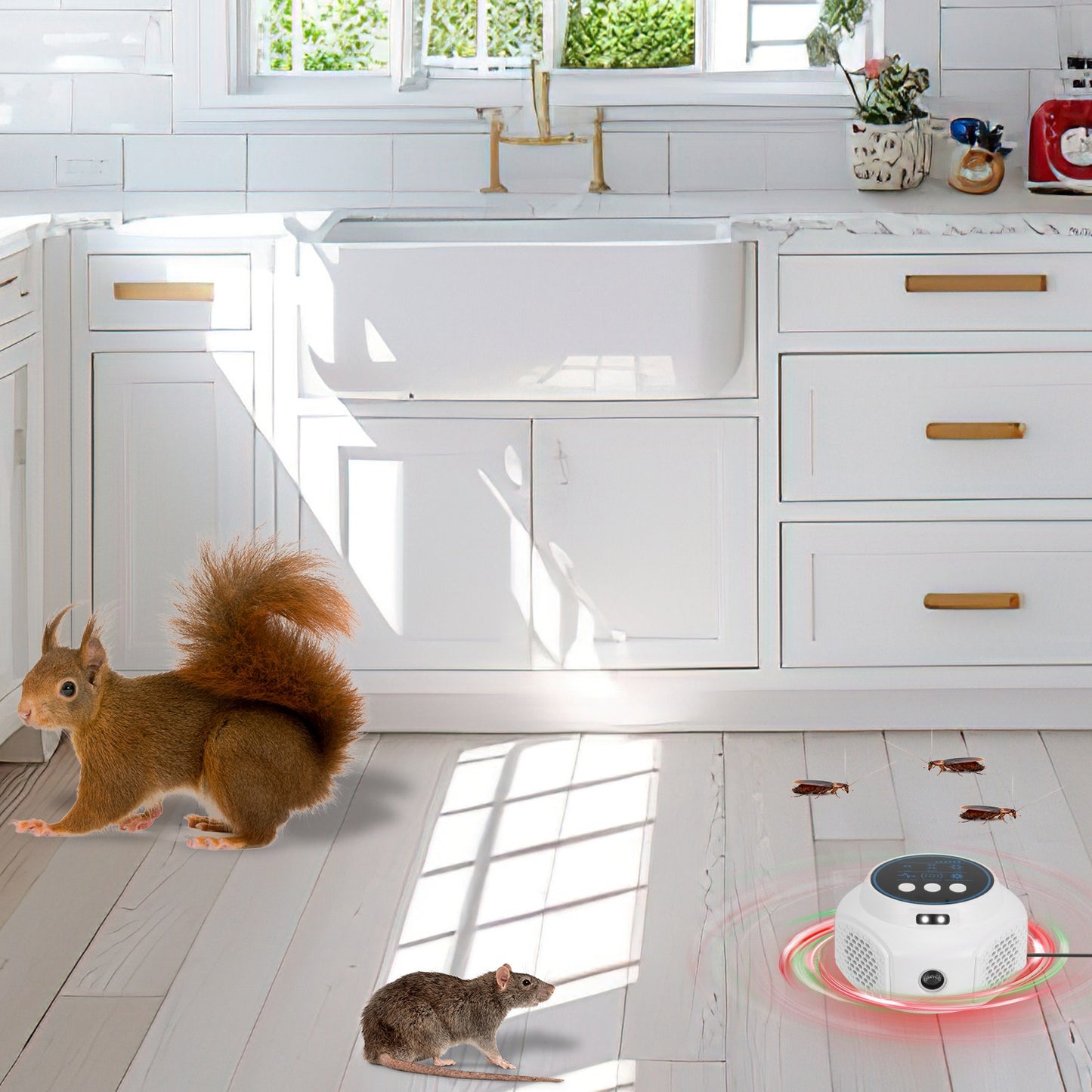 Ultrasonic Rodent Repeller with Strobe Lights - Indoor Pest Control
