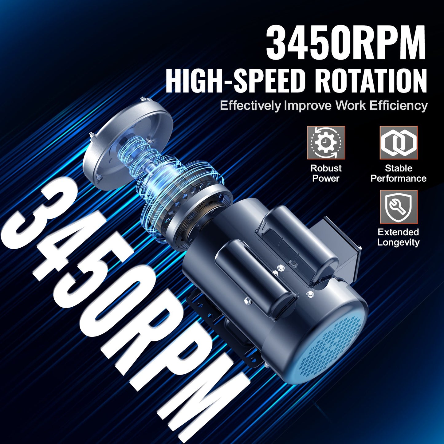 1.5HP Electric Motor 3450 RPM Air Compressor Motor Reversible 56 Frame 115V/230V